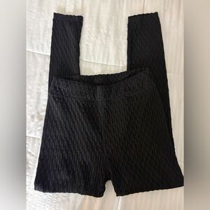 Textured Black Leggings